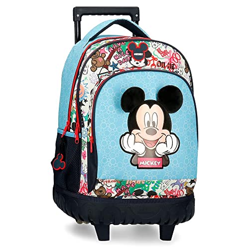 Disney Mickey Be Cool Bagaż, Torba kurierska Dzieci, niebieski, Mochila Compact 2 Ruedas, Kompaktowy plecak 2 koła