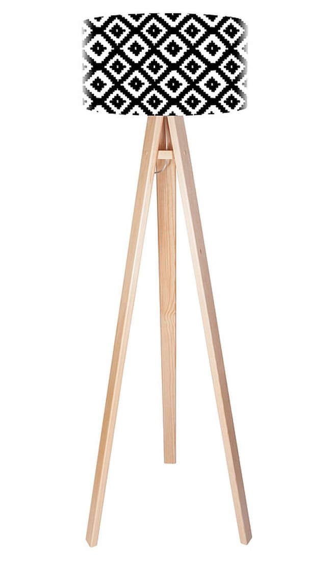 Macodesign Lampa podłogowa Czarne romby tripod-foto-401p, 60 W