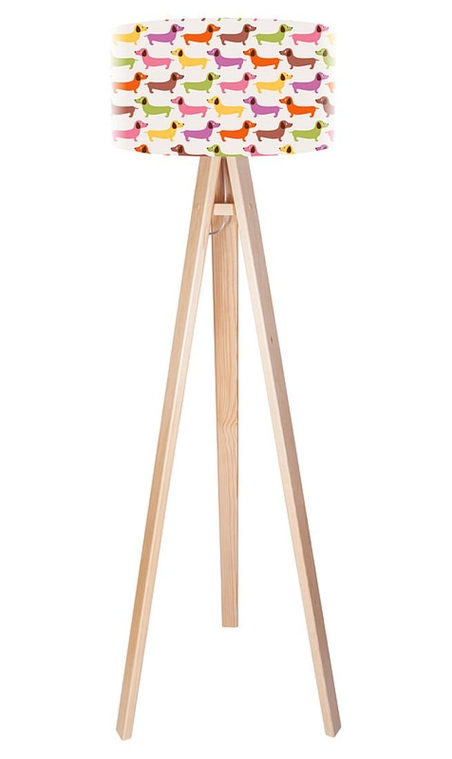 Macodesign Lampa podłogowa Kolorowe jamniki tripod-foto-273p, 60 W