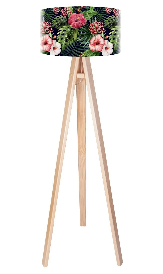 Macodesign Lampa podłogowa Czarna róża chińska tripod-foto-424p, 60 W