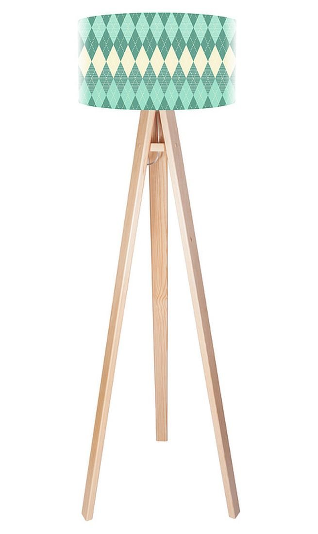Macodesign Lampa podłogowa Turkusowe romby tripod-foto-243p, 60 W