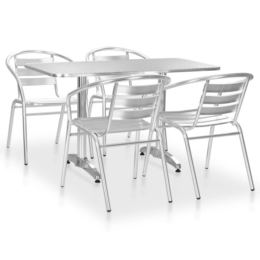 vidaXL 5-częściowy zestaw mebli ogrodowych aluminium srebrny 48721