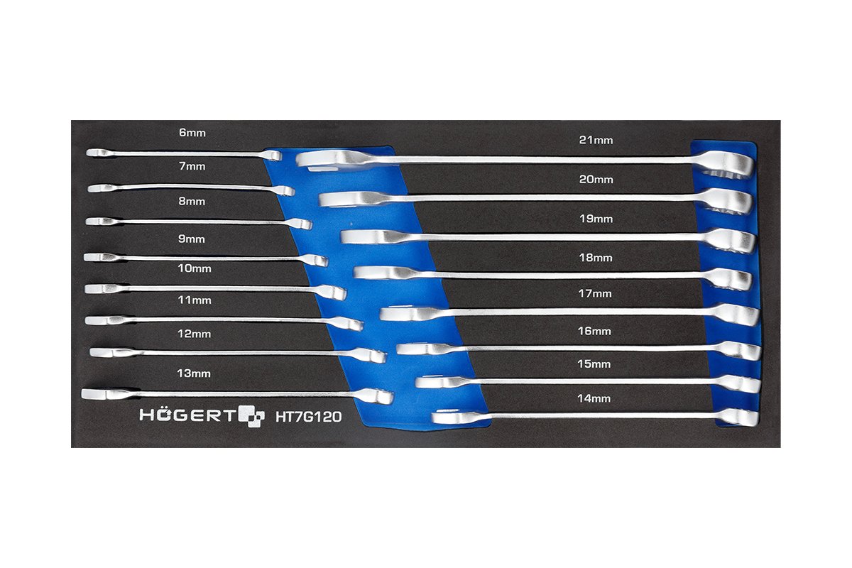 hogert technik Zestaw kluczy płasko-oczkowych 16 szt., wkład EVA HT7G120 HT7G120
