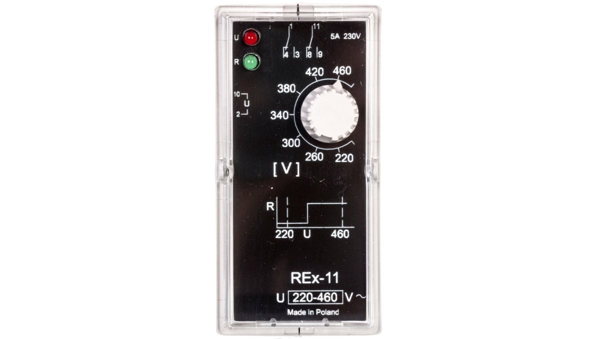 Relpol Przekaźnik kontroli napięcia 1-fazowy 2P 5A 220-460V AC REX-11 2605764 2605764
