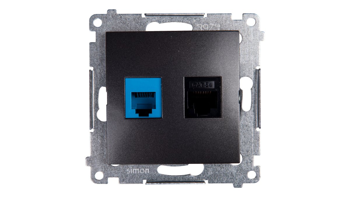 Kontakt Simon Simon 54 Gniazdo teleinformatyczne RJ45 kat.5e + RJ12 antracyt D5T.01/48 WMDK-0600xx-048 0001-00000-51067 [4351599]