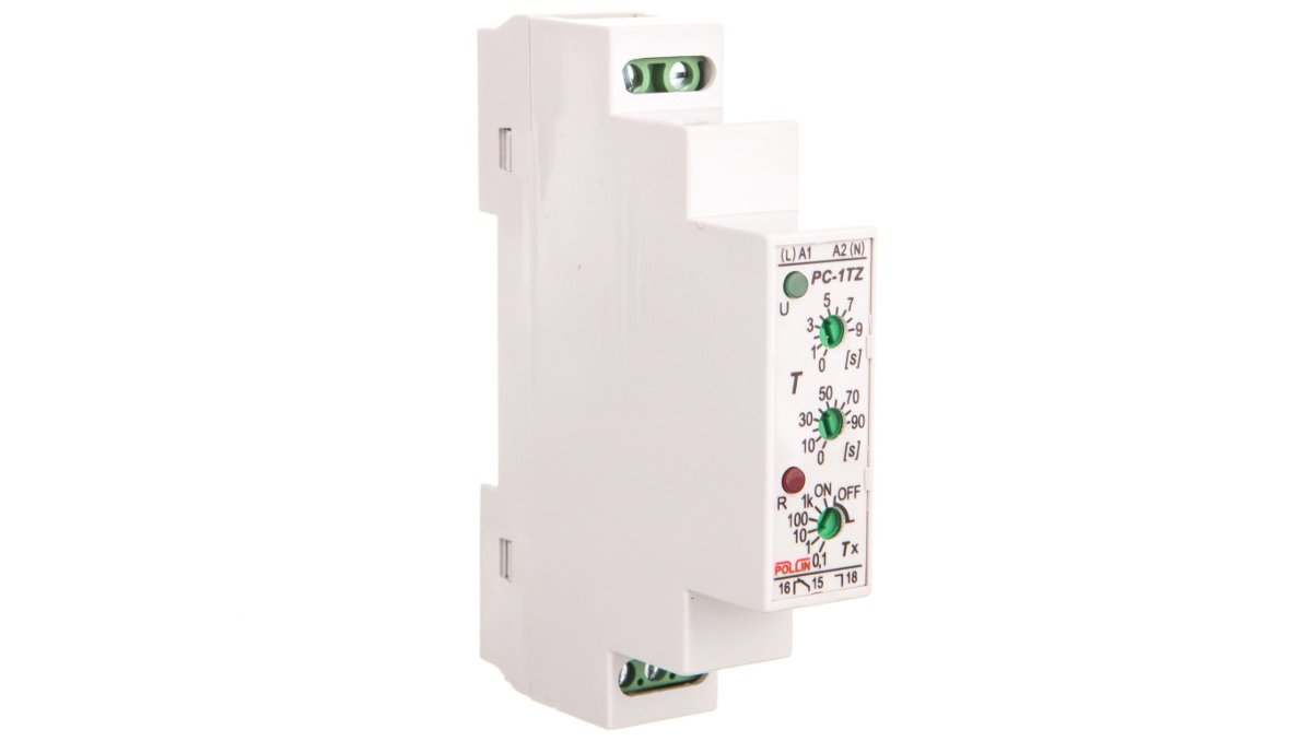 POLLIN Przekaźnik czasowy 1P 16A 0,1-10000s 230V AC opóźnione załączanie PC-1TZ