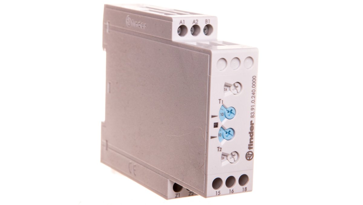 Finder Przekaźnik czasowy 1CO 16A 12-240V AC/DC, Funkcja LI, LE, PI, PE 83.91.0.