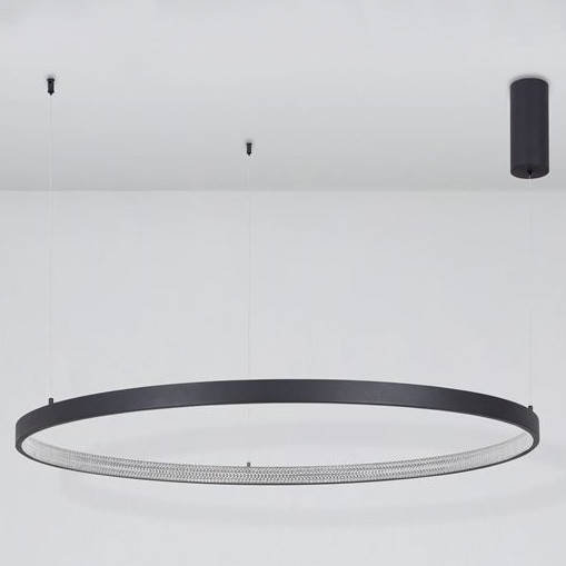 Luces Exclusivas Glamour LAMPA wisząca MORON LE41721 Luces Exclusivas metalowa OPRAWA okrągy ZWIS LED 60W 3000K pierścień krysztaki czarne