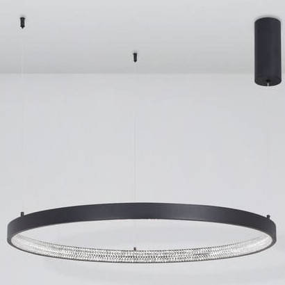 Luces Exclusivas Glamour LAMPA wisząca MORON LE41724 Luces Exclusivas okrąga OPRAWA metalowy ZWIS LED 50W 3000K ring z krysztakami czarny