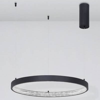 Luces Exclusivas Wisząca LAMPA glamour MORON LE41723 Luces Exclusivas metalowa OPRAWA pierścień ZWIS LED 37W 3000K z krysztakami czarny