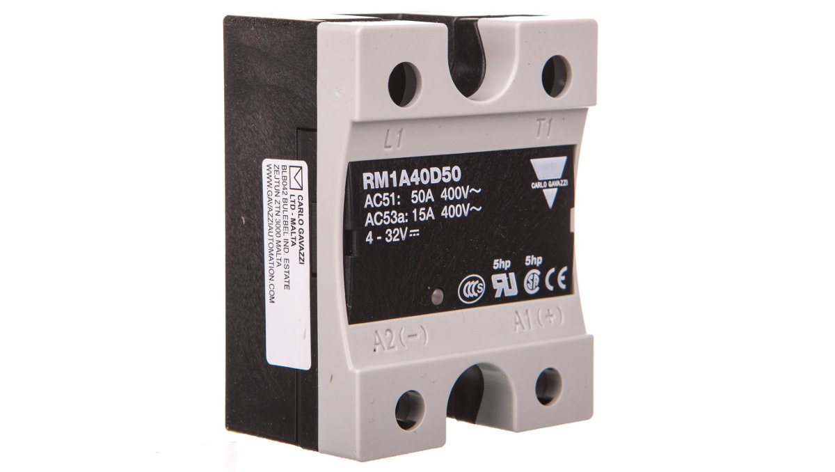CARLO GAVAZZI Przekaźnik półprzewodnikowy jednofazowy 42-440V AC 50A 4-32V DC RM1A40D50