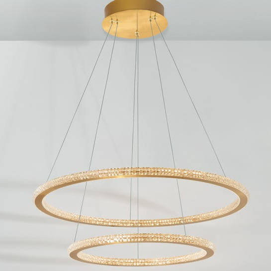 MLAMP Wisząca LAMPA modernistyczna 139011139 MLAMP okrągła OPRAWA metalowy ZWIS glamour LED 56W 2926K pierścień ring złoty 139011139