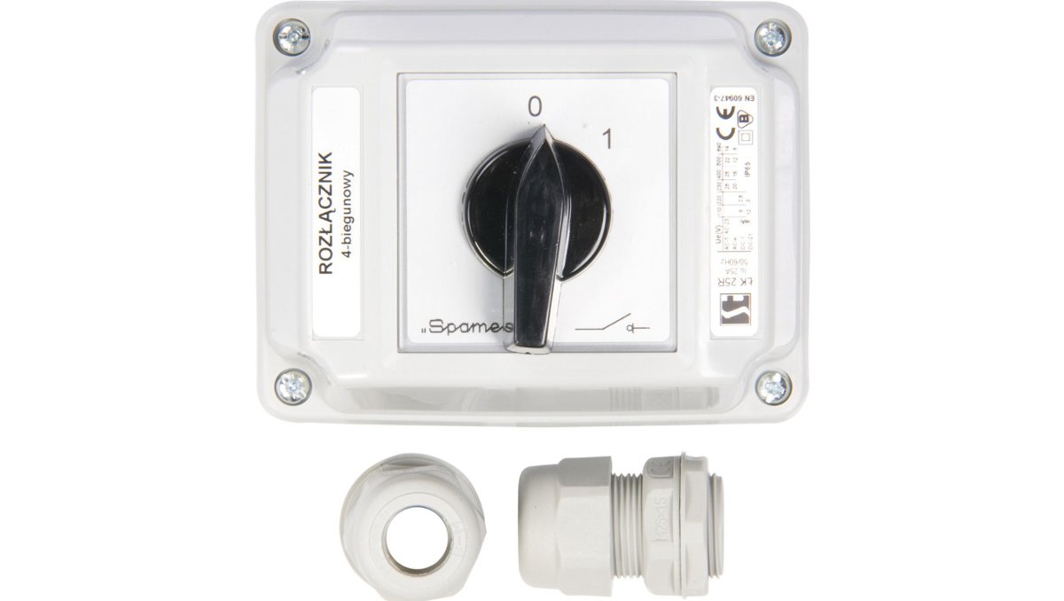 Spamel ŁK25R OB2 Łącznik krzywkowy w obudowie 0-1 (4 - biegunowy) ŁK25R-2.8210OB