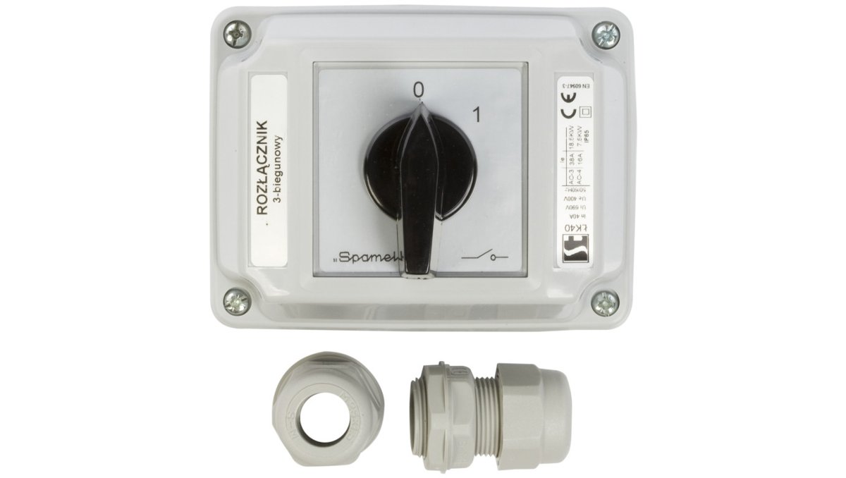 Spamel ŁK40 OB2 Łącznik krzywkowy w obudowie 0-1 (3 - biegunowy) ŁK40-2.8211OB2