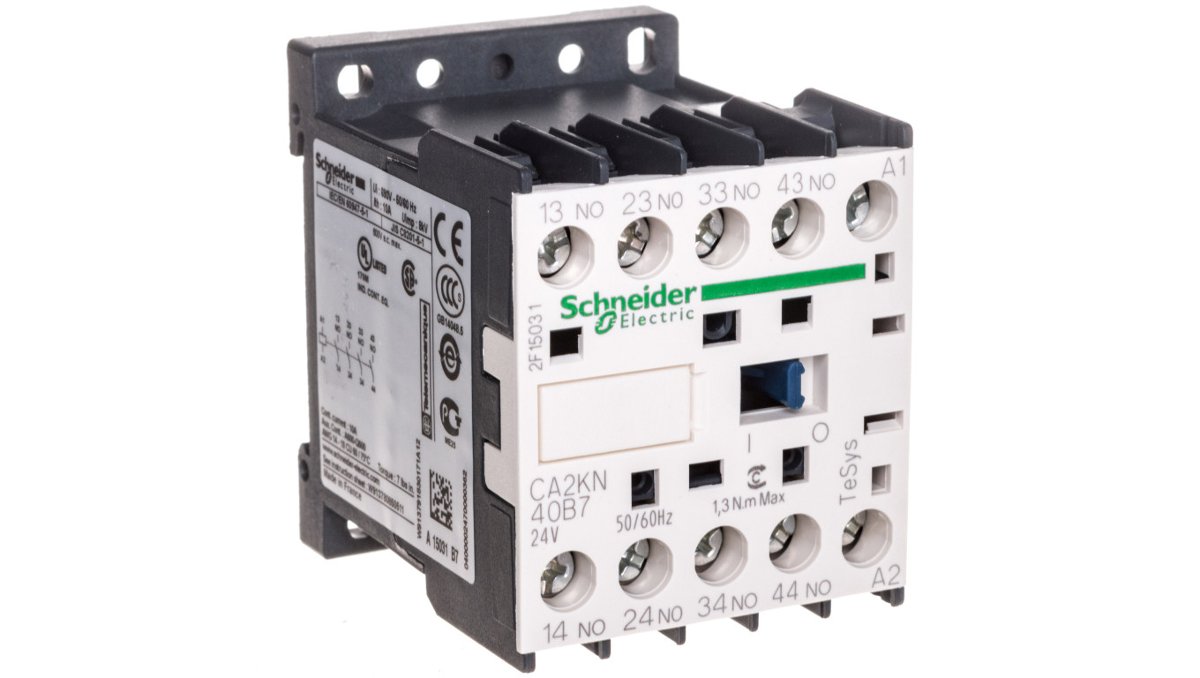 SCHNEIDER Miniaturowy-stycznik-pomocniczy-TeSys-K-4NO-cewka-24V-AC-zaciski-skrzynkowe CA2KN40B72