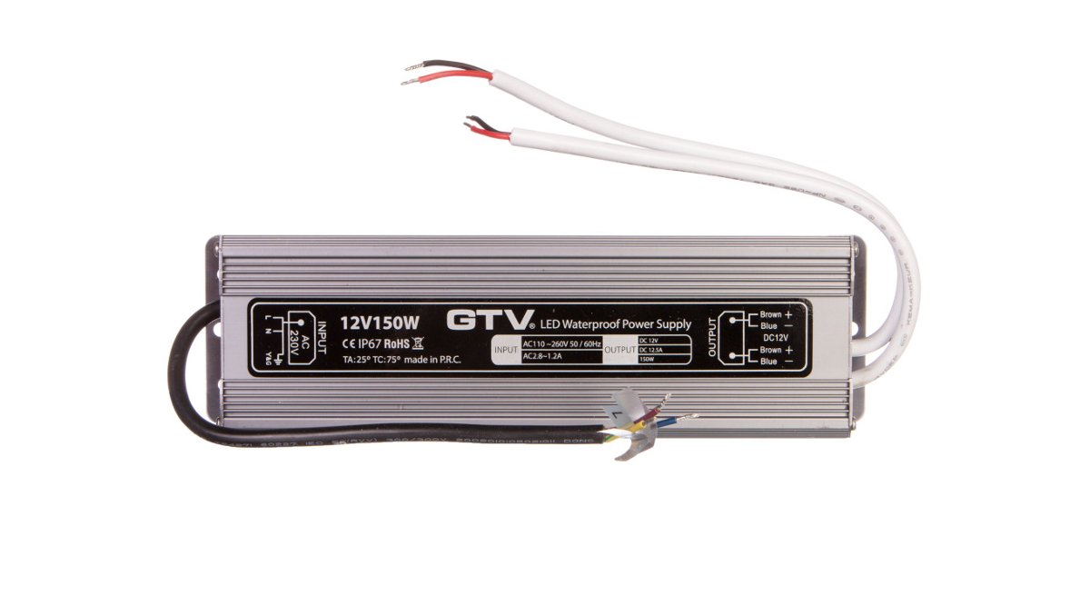 GTV TRANSFORMATOR LED WODOODPORNY. 150W. IP67. DC 12V LD-WZA150W-NW