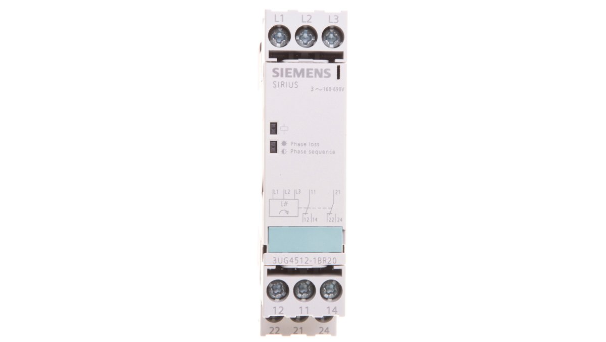 Siemens Przekaźnik kolejności i zaniku faz 3A 2P 0.45sek 160-690V AC 3UG4512-1BR20 3UG4512-1BR20
