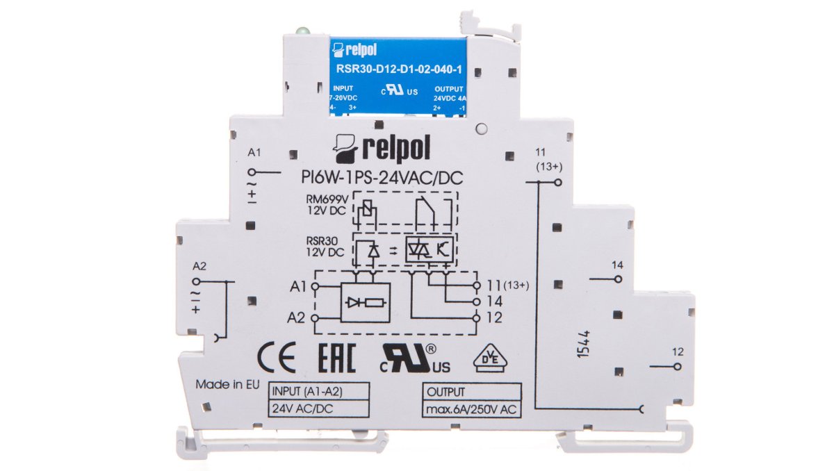 Relpol Przekaźnik interfejsowy 1Z 6A 24VAC/DC AgSnO2 PIR6W-1PS-24VAC/DC-O 857212 857212