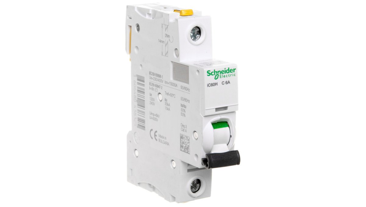 Schneider Electric Wyłącznik nadprądowy iC60H 1P C6 10KA A9F07606