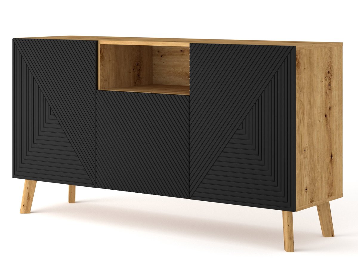 Komoda LEXY 146 Dąb Artisan + Czarny