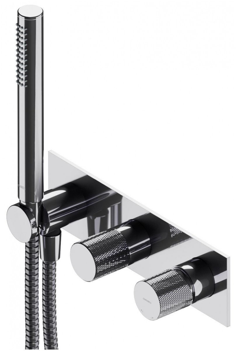 Omnires CONTOUR bateria prysznicowo-wannowa podtynkowa z rączką prysznicową chrom CT8035/1CR