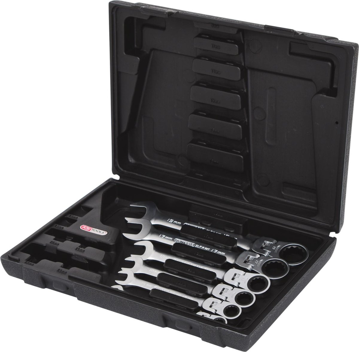 KS TOOLS GEAR+Zest kluczy plasko-oczk z grzechotz przeg, z blokowanym
