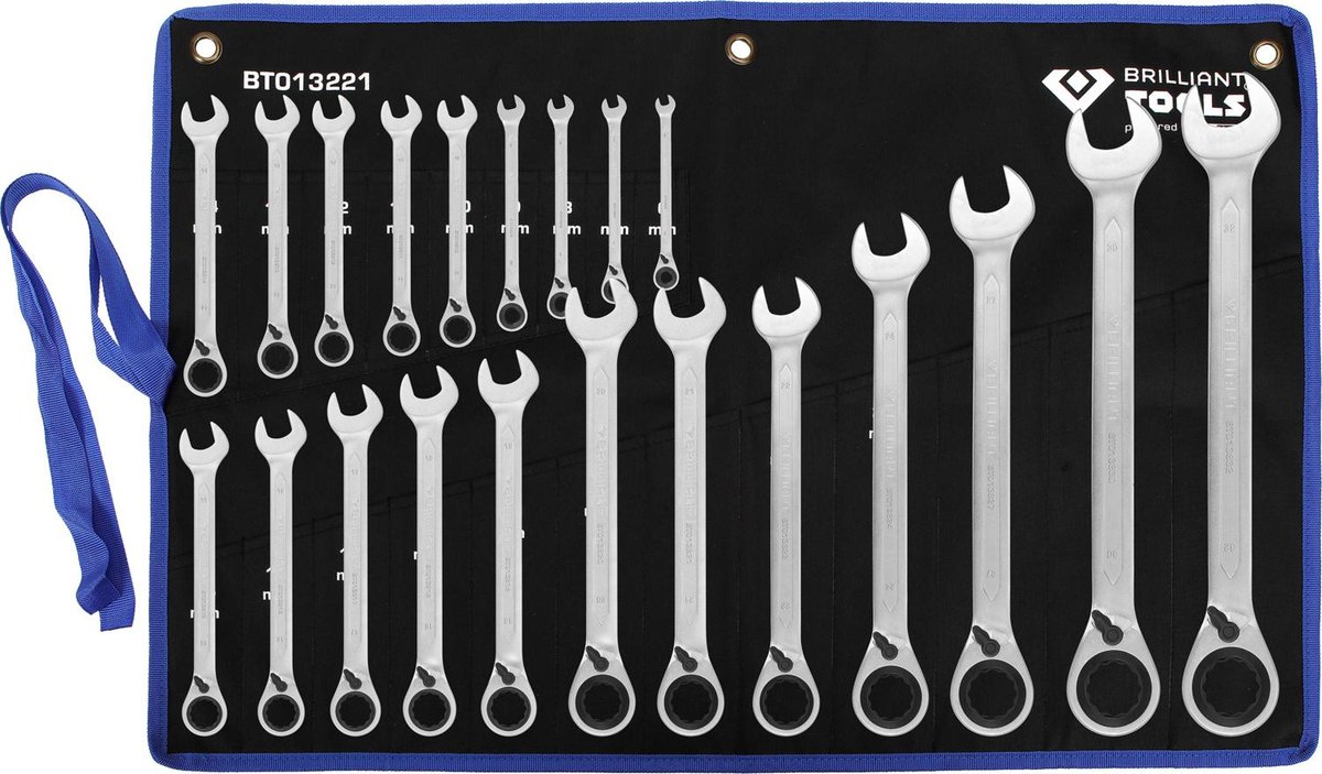 Brilliant Tools Zestaw kluczy oczkowych z grzechot, przelaczanych,
