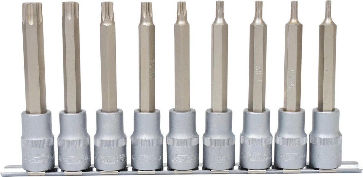 KS Tools 911.1520 1/2 cala Komplet nasadka stykowa bit do śrub TX, długość , 9-częściowy, T20-T60 4042146047538