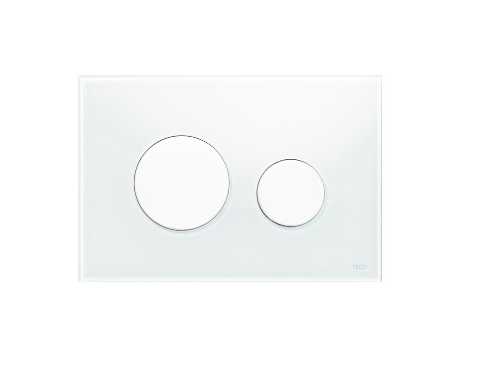 TECE przycisk spłukujący loop, szkło białe, przyciski białe