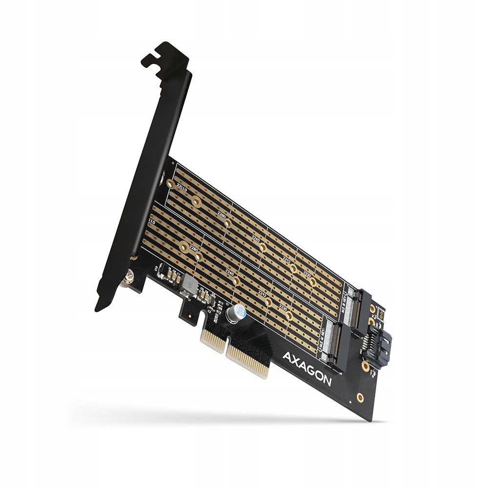 LP Axagon Axagon adapter wewnętrzny PCIe x4 M.2 NVMe M-key + SATA B-key slot PCEM2-D