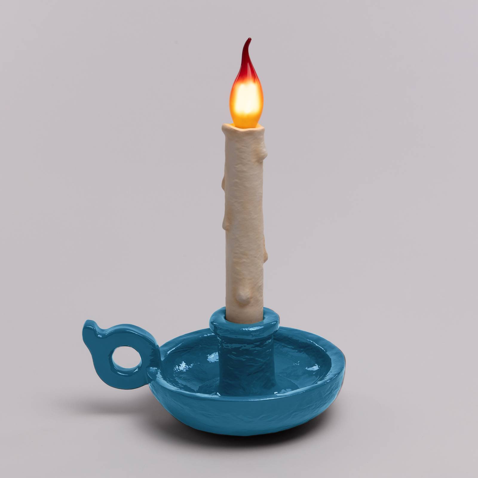 Lampa stołowa LED Grimm Bugia świeca niebieska