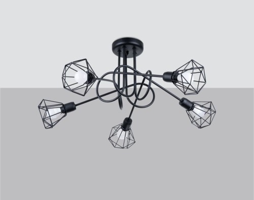 Czarna lampa sufitowa na 5 źródeł światła SL.1110 z serii ARTEMIS