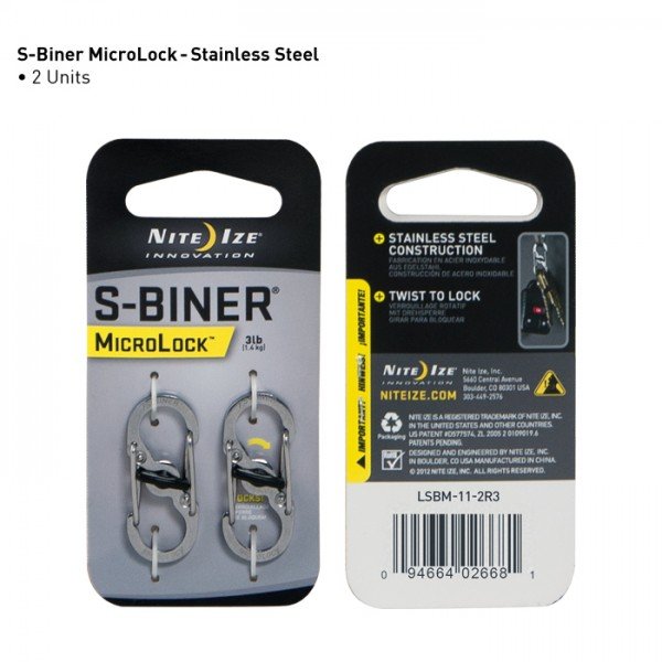 Nite-Ize Nite Ize S-Biner MicroLock Stalowy 2Pack (LSBM-11-2R3)