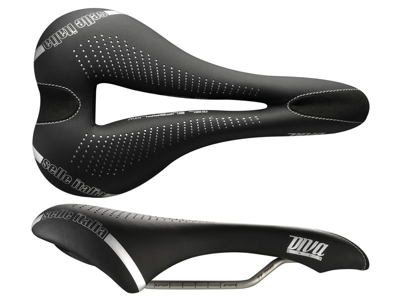 Selle ITALIA Siodło ITALIA DIVA GEL SUPERFLOW L (id match - L3) TI 316 Tube 7, fibra-tek, 285g czarne (NEW) A-SIT-013H901IKC001