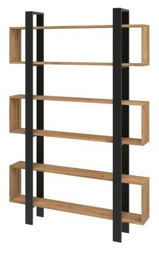 Regał dębowy LOFT Foggia na książki i segregatory Industrial 210x100-140x20 cm