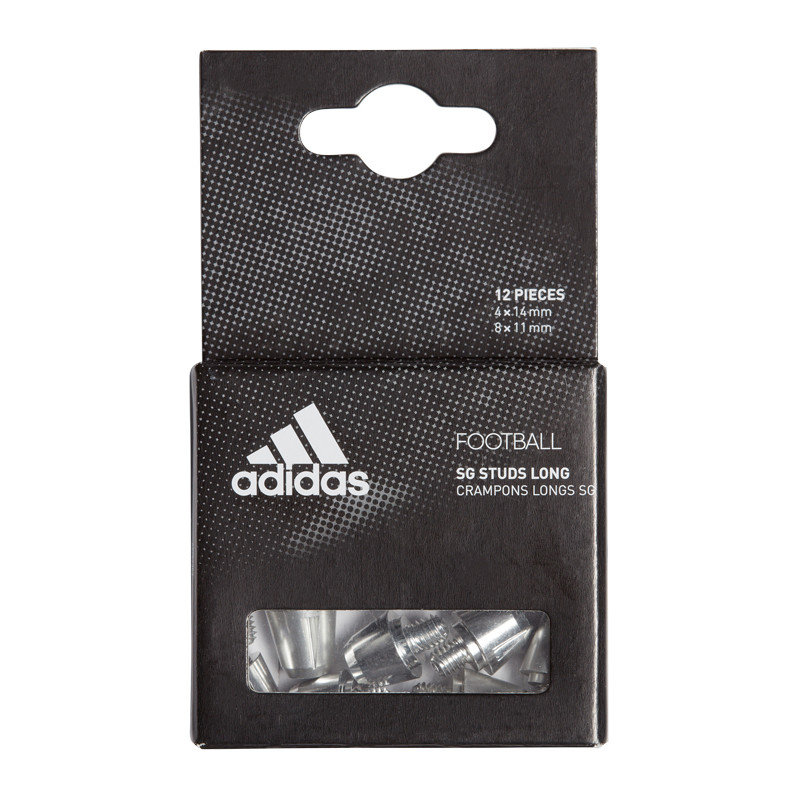 Adidas, Wkręty do korków, SG Studs Long, srebrne, 8 x 11 mm + 4 x 14 mm