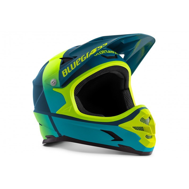 Bluegrass Intox Kask rowerowy, petrol blue/fluo yellow matte L | 58-60cm 2021 Kaski Fullface i Downhill 57100229