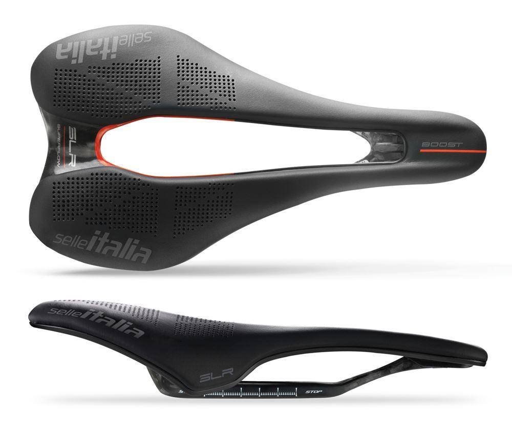 Siodło SELLE ITALIA SLR BOOST KIT CARBONIO SUPERFLOW L (id match - L3) carbon +10mm 7x9, fibra-tek, czarne (NEW)