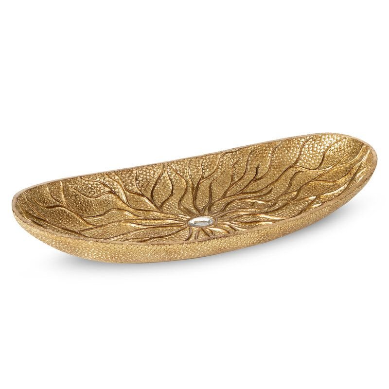 Patera dekoracyjna żywica + kamionka KIARA 38X18X6 złota