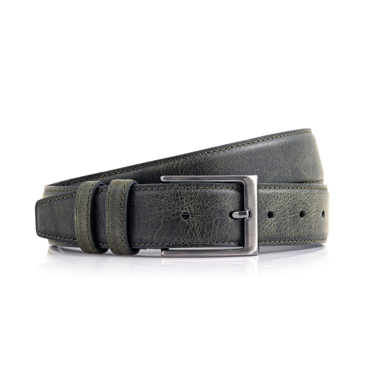 Pasek casualowy skóra naturalna w kolorze zielonym EM 11 - EM Men's Accessories
