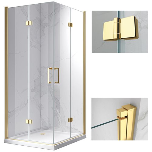 Hydrosan Złota kabina prysznicowa kwadratowa drzwi składane 100x100 KZ08DG