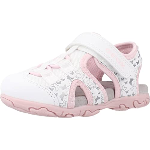 Geox Dziewczęce sandały B FLAFFEE Gir Sandal, białe/różowe, 22 EU, White Pink, 22 EU