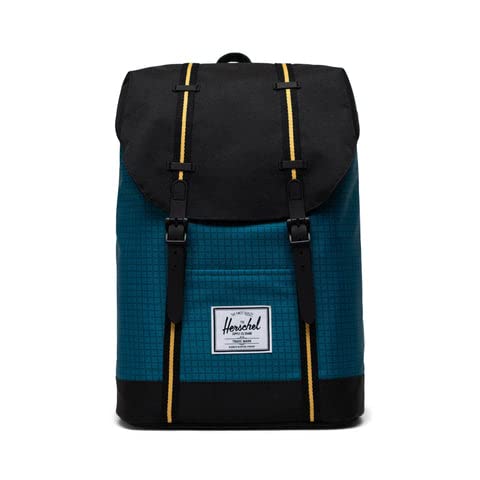 HERSCHEL 10066-05736 RETREAT HARBOUR BLUE GRID/BLACK/AMBER YELLOW Unisex - Dorosły Plecak Jeden rozmiar, Harbour Blue Grid/Black/Amber Yellow, Taglia Unica, plecak