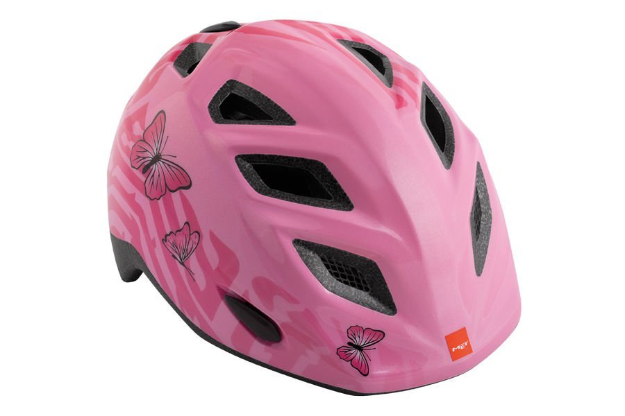 MET Elfo Kask rowerowy Dzieci, pink butterflies 46-53cm 2021 Kaski dla dzieci 57000301