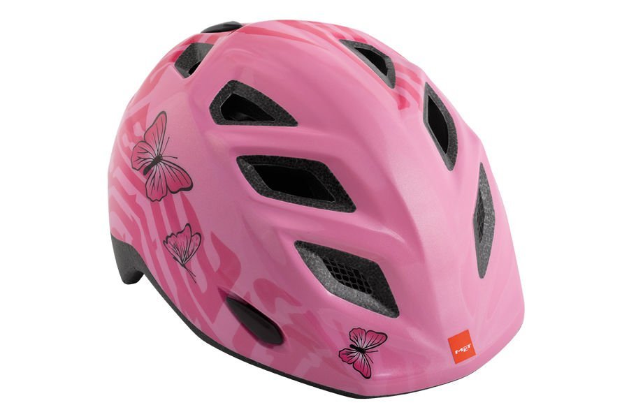 MET Genio Helmet Kids, pink butterflies glossy One Size | 52-57cm 2021 Kaski dla dzieci 57000401