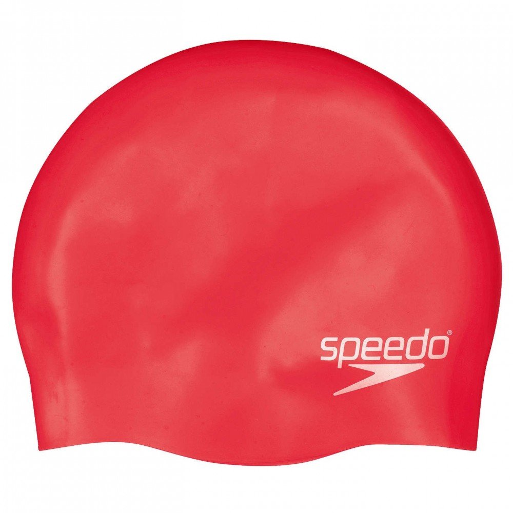 Speedo Czepek pływacki Plain Flat Silicone Cap Jr 8-709931959 czerw (8-709931959*czerw)