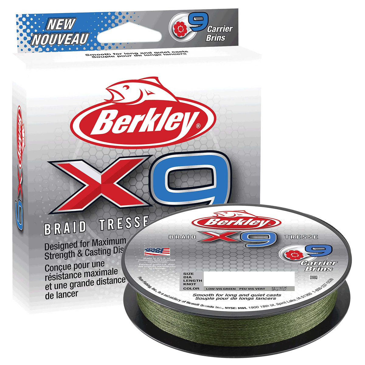 Plecionki Berkley X9 Braid Low Vis Green 200-300M 0,12 Mm