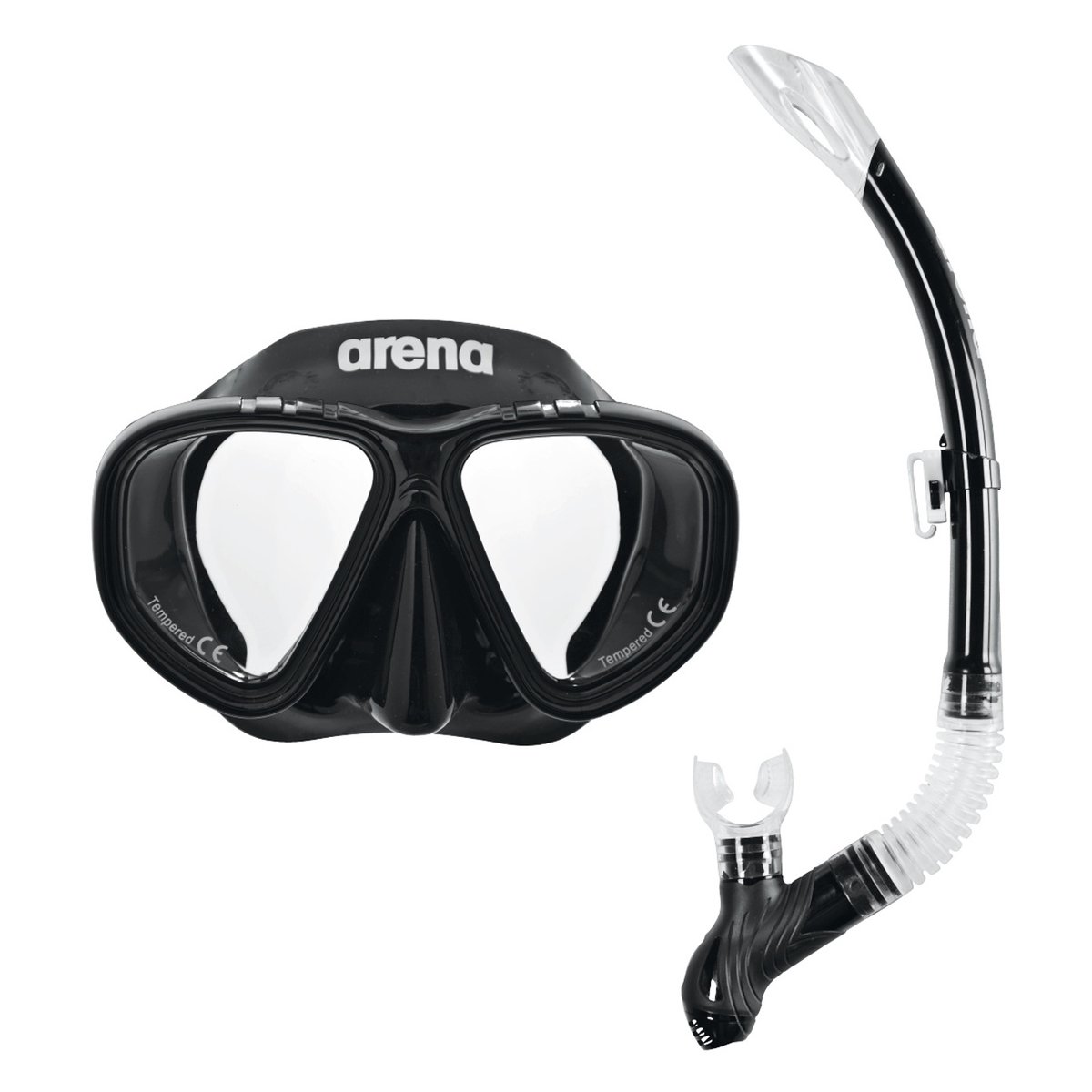 Arena Premium Zestaw do nurkowania z rurką, black-clear-black 2020 Akcesoria pływackie i treningowe