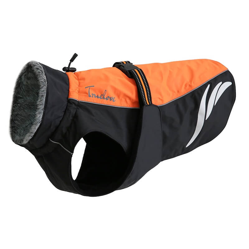 Ocieplany płaszczyk z futerkiem dla psa Truelove Comfort Plus pomarańczowy 36