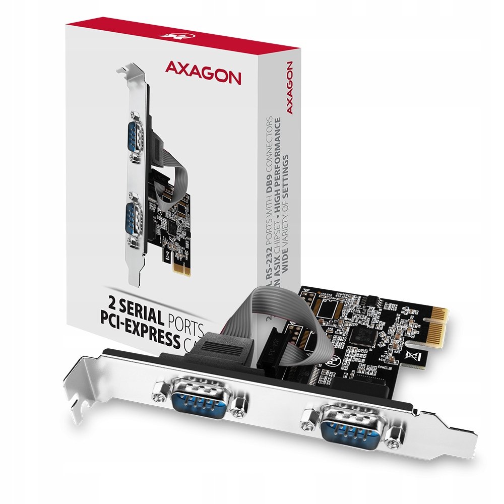 Axagon Kontroler  PCIe 2.0 x1 2x Port szeregowy DB9 PCEA-S2N PCEA-S2N